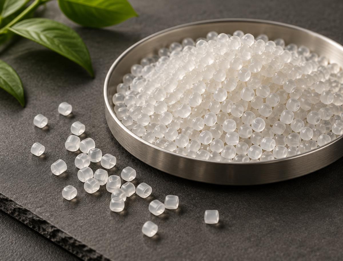 r.LDPE recycled polymer granules and example application